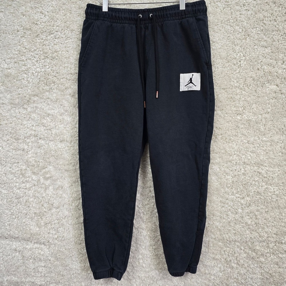 Jordan Sweatpants Mens L Black Jumpman Flight Patch‎ 100% Cotton Jogger Pants